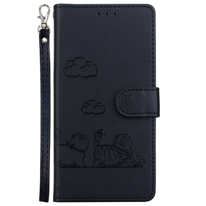 For iPhone 16 Cute Cats RFID Leather Phone Case(Black) - iPhone 16 Cases by buy2fix | Online Shopping UK | buy2fix