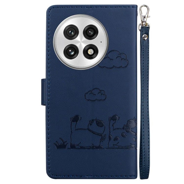 For OnePlus 13 Cute Cats RFID Leather Phone Case(Blue) - OnePlus Cases by buy2fix | Online Shopping UK | buy2fix