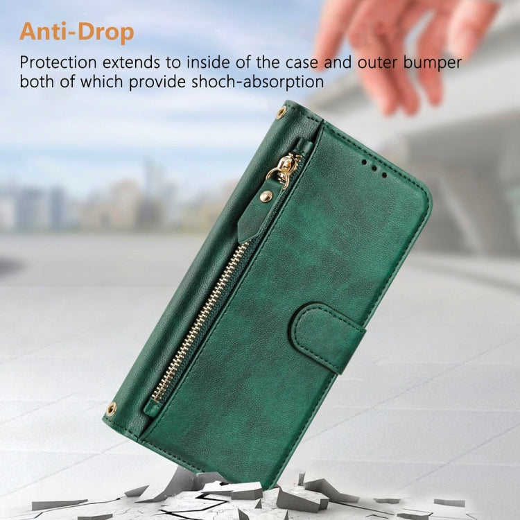 For Samsung Galaxy S25 Ultra 5G Multi-Card Slots Zipper Wallet Leather Phone Case(Green) - Galaxy S25 Ultra 5G Cases by buy2fix | Online Shopping UK | buy2fix