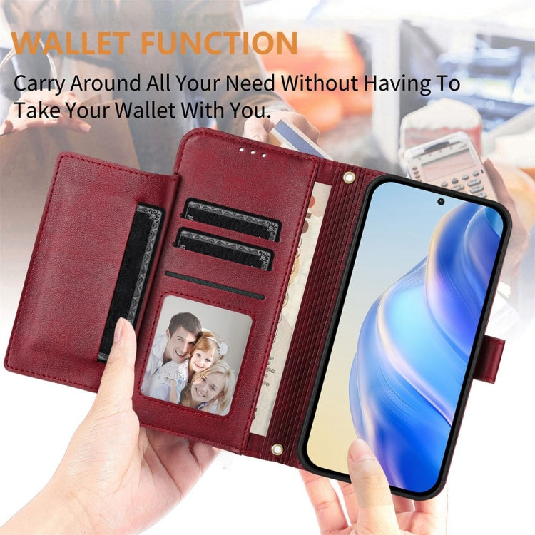 For Samsung Galaxy S25 Ultra 5G Multi-Card Slots Zipper Wallet Leather Phone Case(Dark Red) - Galaxy S25 Ultra 5G Cases by buy2fix | Online Shopping UK | buy2fix