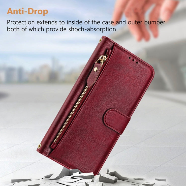 For Samsung Galaxy S25 Ultra 5G Multi-Card Slots Zipper Wallet Leather Phone Case(Dark Red) - Galaxy S25 Ultra 5G Cases by buy2fix | Online Shopping UK | buy2fix