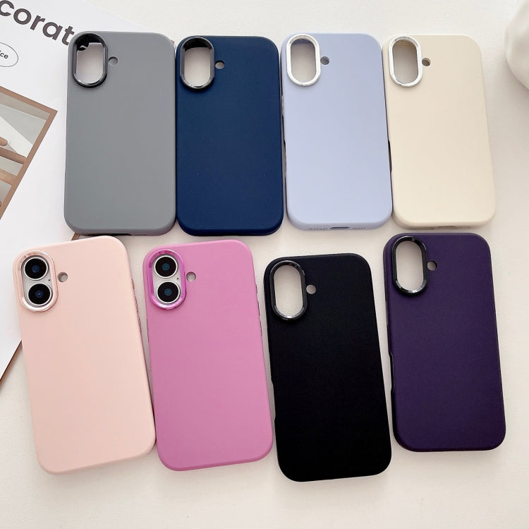 For iPhone 16 Pro Metal Liquid Silicone Skin Feel Phone Case(Dark Blue) - iPhone 16 Pro Cases by buy2fix | Online Shopping UK | buy2fix