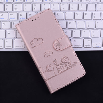 For Samsung Galaxy S25 Ultra 5G Cute Cats RFID Leather Phone Case(Rose Gold) - Galaxy S25 Ultra 5G Cases by buy2fix | Online Shopping UK | buy2fix