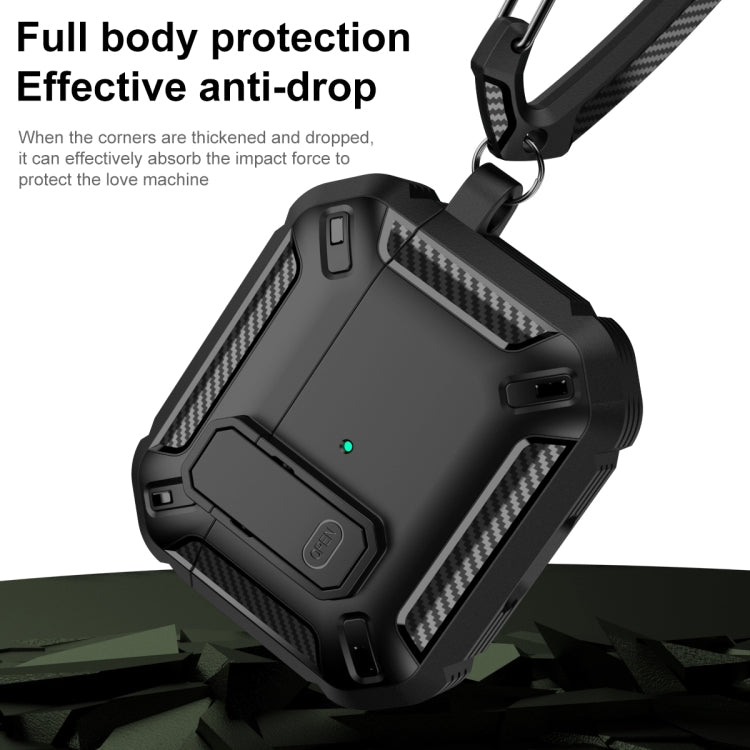 For AirPods 4 Shield Shockproof Earphone Protective Case with Hook(Black) - For AirPods 4 by buy2fix | Online Shopping UK | buy2fix