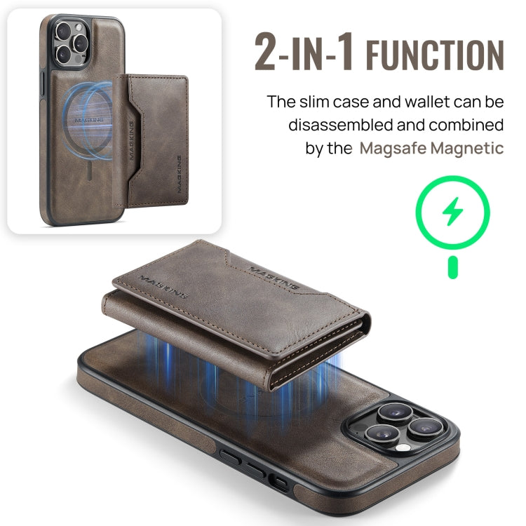 For iPhone 12 Pro Max DG.MING MAGKING-K2 Series MagSafe RFID Card Bag Detachable Phone Case(Coffee) - iPhone 12 Pro Max Cases by DG.MING | Online Shopping UK | buy2fix