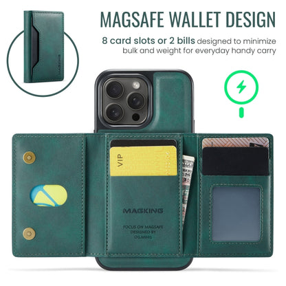 For iPhone 14 Pro DG.MING MAGKING-K2 Series MagSafe RFID Card Bag Detachable Phone Case(Green) - iPhone 14 Pro Cases by DG.MING | Online Shopping UK | buy2fix