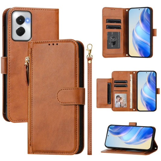 For Motorola Moto G Power 5G 2024 Multi-Card Slots Zipper Wallet Leather Phone Case(Brown) - Motorola Cases by buy2fix | Online Shopping UK | buy2fix