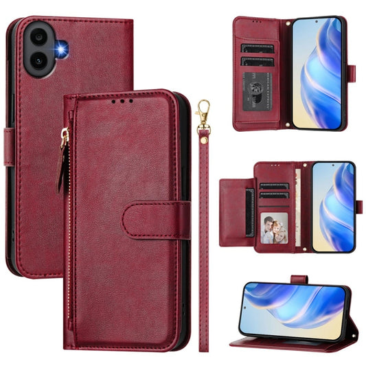 For Nothing CMF Phone 1 Multi-Card Slots Zipper Wallet Leather Phone Case(Dark Red) - More Brand by buy2fix | Online Shopping UK | buy2fix