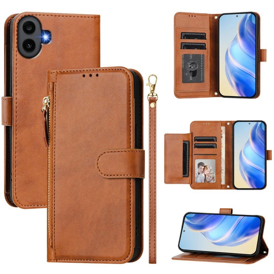 For Nothing CMF Phone 1 Multi-Card Slots Zipper Wallet Leather Phone Case(Brown) - More Brand by buy2fix | Online Shopping UK | buy2fix