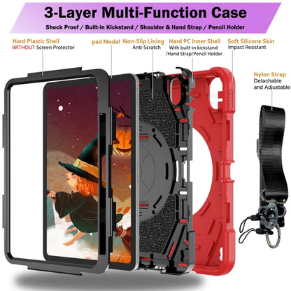 For iPad 10th Gen 10.9 2022 Bat Hand Grip Turntable Stand Tablet Case(Red Black) - iPad 10th Gen 10.9 Cases by buy2fix | Online Shopping UK | buy2fix