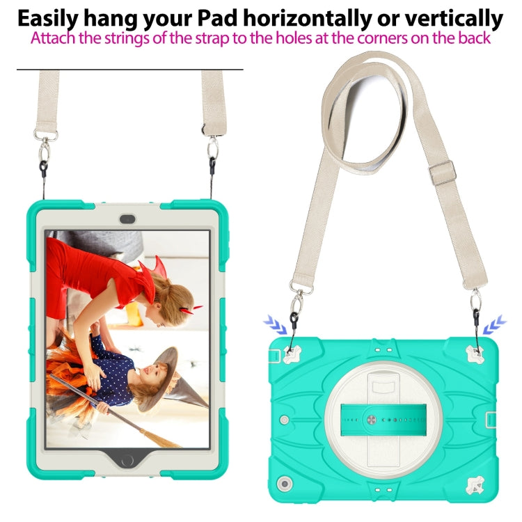 For iPad 9.7 2018 / 2017 / Air 2 Bat Hand Grip Turntable Stand Tablet Case(Mint Green White) - iPad 9.7 (2018) & (2017) Cases by buy2fix | Online Shopping UK | buy2fix