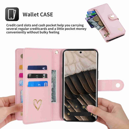 For Google Pixel 7 Pro POLA Love Multi-Card Slots Zipper Wallet Leather Phone Case(Pink) - Google Cases by POLA | Online Shopping UK | buy2fix