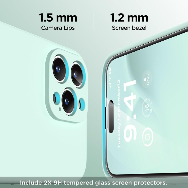 For iPhone 16 Pro Max Silicone Suction Cup MagSafe Phone Case with Screen Film(Mint Green) - iPhone 16 Pro Max Cases by buy2fix | Online Shopping UK | buy2fix