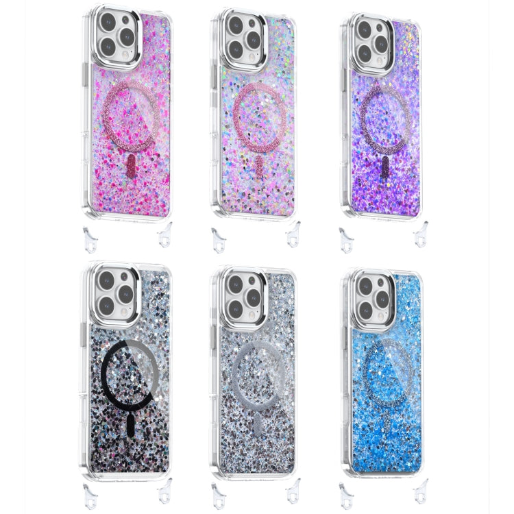 For iPhone 16 Epoxy Glitter MagSafe Magnetic TPU Phone Case(Black) - iPhone 16 Cases by buy2fix | Online Shopping UK | buy2fix