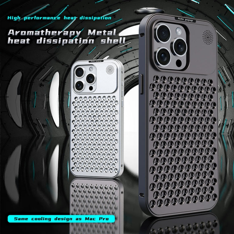 For iPhone 16 Pro Max R-JUST RJ58 Aromatherapy Metal Cooling Phone Case(Silver) - iPhone 16 Pro Max Cases by R-JUST | Online Shopping UK | buy2fix