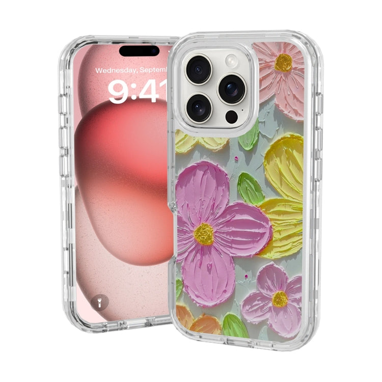 For iPhone 16 Pro Small Fresh Sticker PC + TPU Shockproof Phone Case(Colorful Flowers) - iPhone 16 Pro Cases by buy2fix | Online Shopping UK | buy2fix