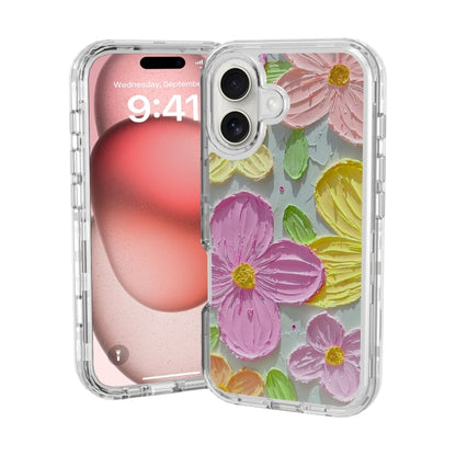 For iPhone 16 Small Fresh Sticker PC + TPU Shockproof Phone Case(Colorful Flowers) - iPhone 16 Cases by buy2fix | Online Shopping UK | buy2fix