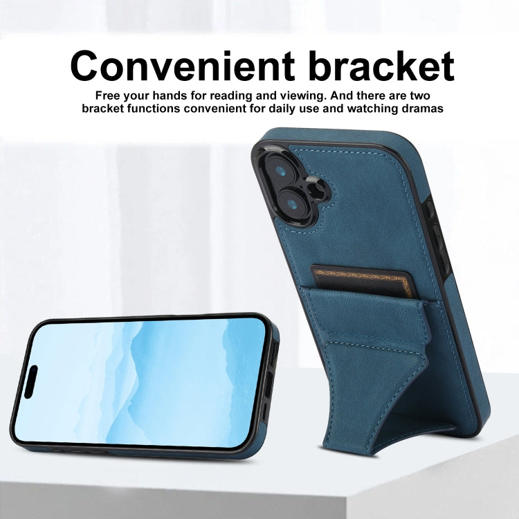 For iPhone 16 Plus Ultra-thin Shockproof Phone Protective Case with Holder(Blue) - iPhone 16 Plus Cases by buy2fix | Online Shopping UK | buy2fix