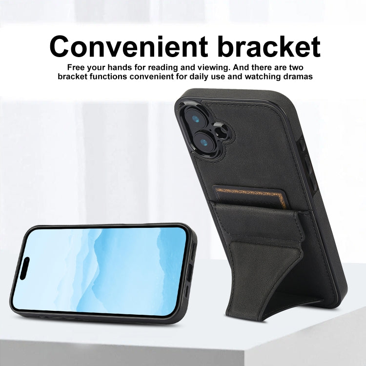 For iPhone 16 Ultra-thin Shockproof Phone Protective Case with Holder(Black) - iPhone 16 Cases by buy2fix | Online Shopping UK | buy2fix