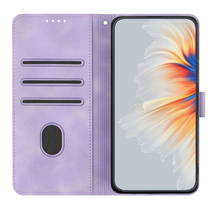 For Samsung Galaxy S25 5G Heart Pattern Skin Feel Leather Phone Case(Purple) - Galaxy S25 5G Cases by buy2fix | Online Shopping UK | buy2fix