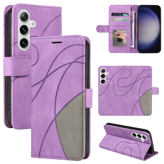 For Samsung Galaxy S25+ / S24+ 5G Dual-color Splicing Flip Leather Phone Case(Purple) - Galaxy S25+ 5G Cases by buy2fix | Online Shopping UK | buy2fix