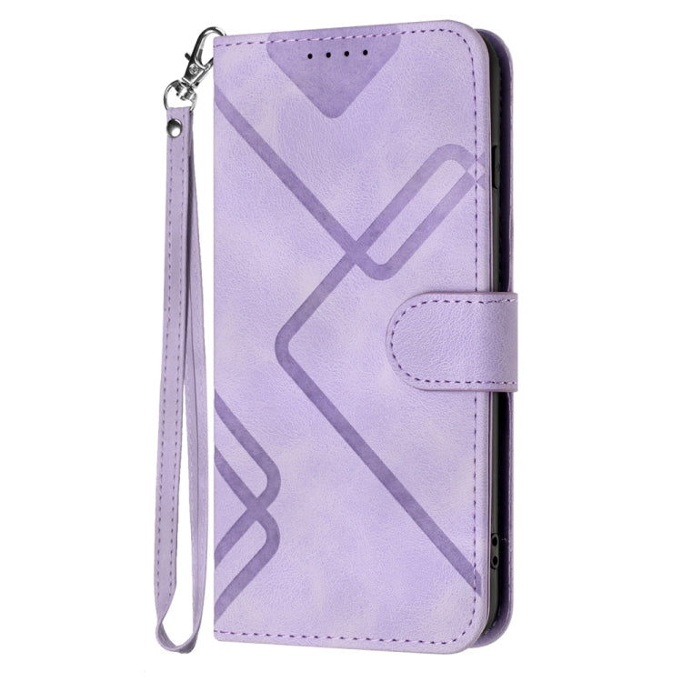 For Samsung Galaxy S25 5G Line Pattern Skin Feel Leather Phone Case(Light Purple) - Galaxy S25 5G Cases by buy2fix | Online Shopping UK | buy2fix