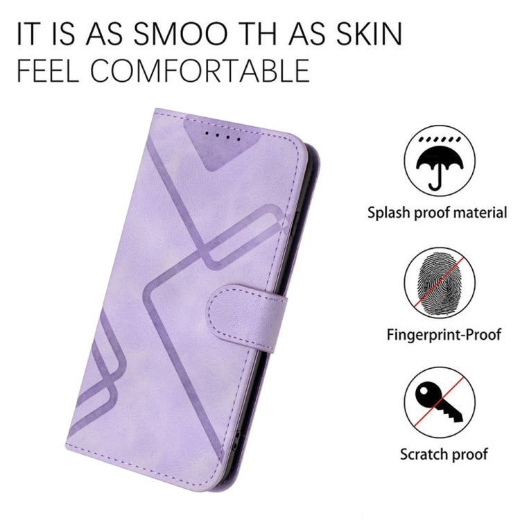 For Samsung Galaxy S25 5G Line Pattern Skin Feel Leather Phone Case(Light Purple) - Galaxy S25 5G Cases by buy2fix | Online Shopping UK | buy2fix