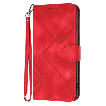 For Samsung Galaxy S25 Ultra 5G Line Pattern Skin Feel Leather Phone Case(Red) - Galaxy S25 Ultra 5G Cases by buy2fix | Online Shopping UK | buy2fix