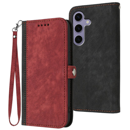 For Samsung Galaxy S25 5G Side Buckle Double Fold Hand Strap Leather Phone Case(Red) - Galaxy S25 5G Cases by buy2fix | Online Shopping UK | buy2fix