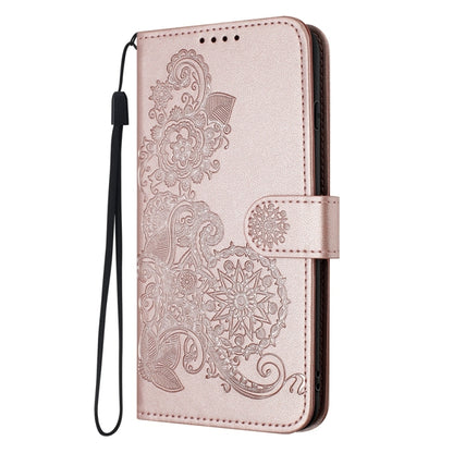 For Samsung Galaxy S25 Ultra 5G Datura Flower Embossed Flip Leather Phone Case(Rose Gold) - Galaxy S25 Ultra 5G Cases by buy2fix | Online Shopping UK | buy2fix