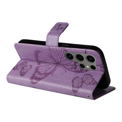 For Samsung Galaxy S25 Ultra 5G 3D Butterfly Embossed Pattern Flip Leather Phone Case(Purple) - Galaxy S25 Ultra 5G Cases by buy2fix | Online Shopping UK | buy2fix