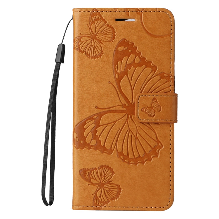 For Samsung Galaxy S25 Ultra 5G 3D Butterfly Embossed Pattern Flip Leather Phone Case(Yellow) - Galaxy S25 Ultra 5G Cases by buy2fix | Online Shopping UK | buy2fix