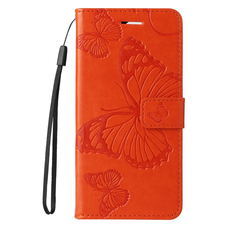 For Samsung Galaxy S25 Ultra 5G 3D Butterfly Embossed Pattern Flip Leather Phone Case(Orange) - Galaxy S25 Ultra 5G Cases by buy2fix | Online Shopping UK | buy2fix