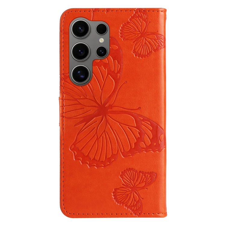 For Samsung Galaxy S25 Ultra 5G 3D Butterfly Embossed Pattern Flip Leather Phone Case(Orange) - Galaxy S25 Ultra 5G Cases by buy2fix | Online Shopping UK | buy2fix