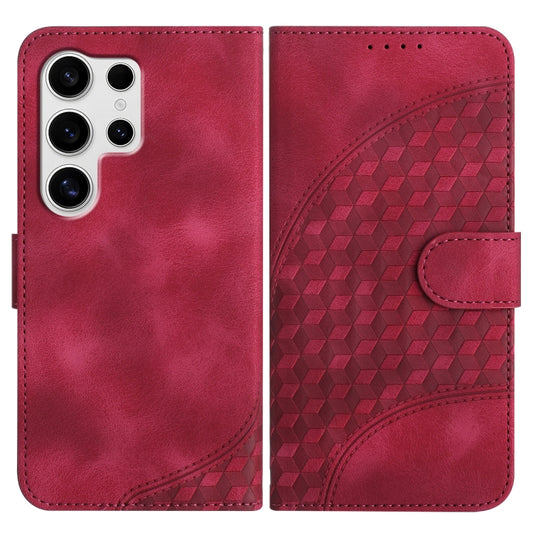 For Samsung Galaxy S25 Ultra 5G YX0060 Elephant Head Embossed Phone Leather Case with Lanyard(Rose Red) - Galaxy S25 Ultra 5G Cases by buy2fix | Online Shopping UK | buy2fix