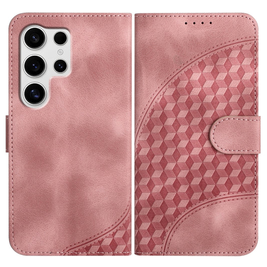 For Samsung Galaxy S25 Ultra 5G YX0060 Elephant Head Embossed Phone Leather Case with Lanyard(Pink) - Galaxy S25 Ultra 5G Cases by buy2fix | Online Shopping UK | buy2fix