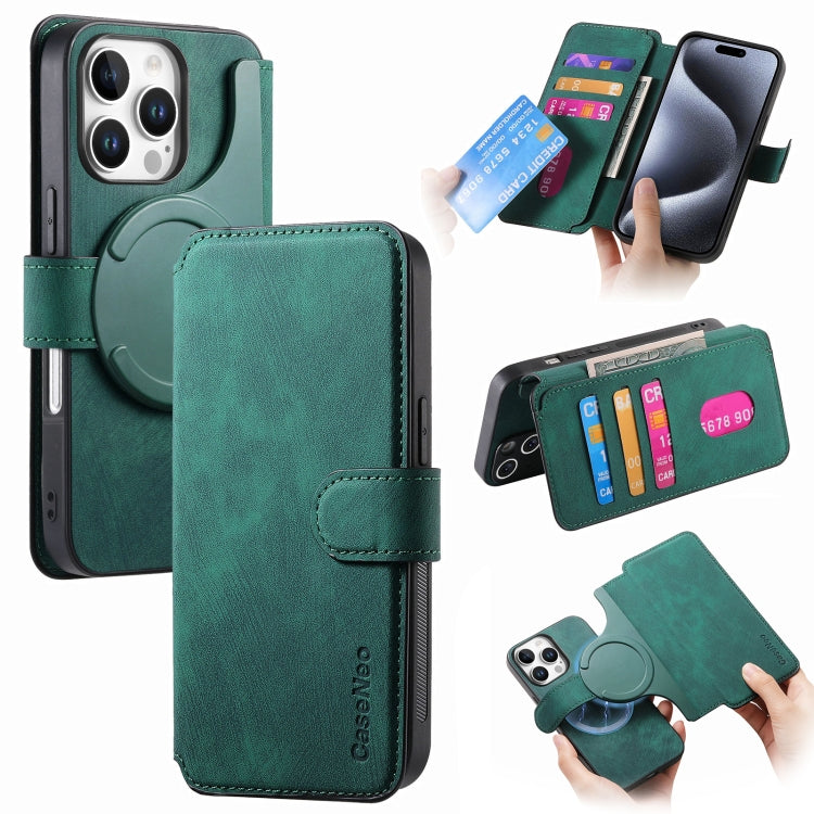 For iPhone 16 Pro Max CaseNeo MagSafe RFID Anti-theft Retro Leather Phone Case(Green) - iPhone 16 Pro Max Cases by CaseNeo | Online Shopping UK | buy2fix