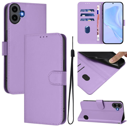 For Nothing CMF Phone 1 Skin Feel Solid Color Leather Phone Case with Lanyard(Lavender Purple) - More Brand by buy2fix | Online Shopping UK | buy2fix