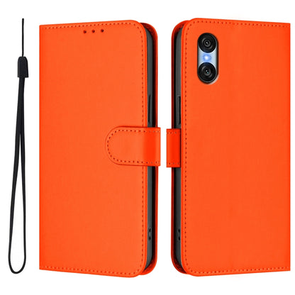 For Sony Xperia 10 VI 2024 Skin Feel Solid Color Leather Phone Case with Lanyard(Orange) - Sony Cases by buy2fix | Online Shopping UK | buy2fix