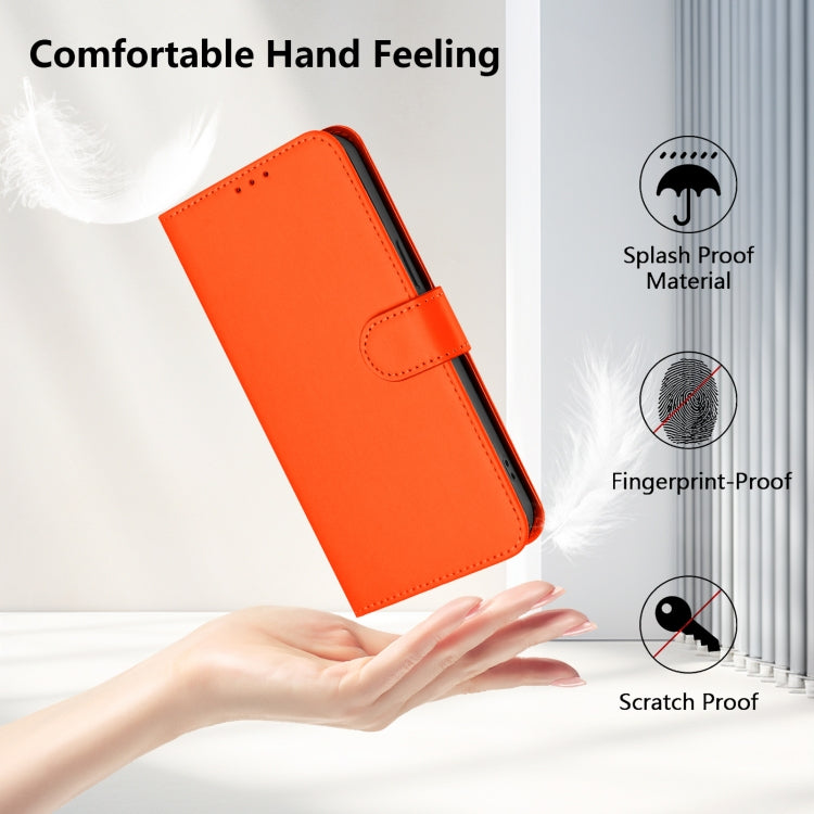 For iPhone 16 Pro Max Skin Feel Solid Color Leather Phone Case with Lanyard(Orange) - iPhone 16 Pro Max Cases by buy2fix | Online Shopping UK | buy2fix