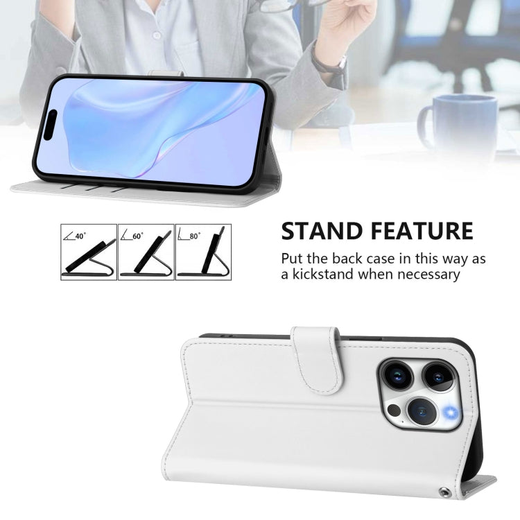 For iPhone 16 Pro Skin Feel Solid Color Leather Phone Case with Lanyard(White) - iPhone 16 Pro Cases by buy2fix | Online Shopping UK | buy2fix