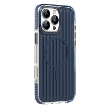 For iPhone 16 Pro Mutural Corrugated Texture Magsafe Magnetic Shockproof Phone Case(Blue) - iPhone 16 Pro Cases by Mutural | Online Shopping UK | buy2fix