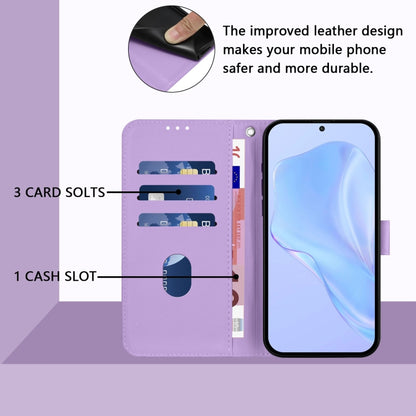 For Motorola Moto G Play 5G 2024 Global Skin Feel Solid Color Leather Phone Case with Lanyard(Lavender Purple) - Motorola Cases by buy2fix | Online Shopping UK | buy2fix