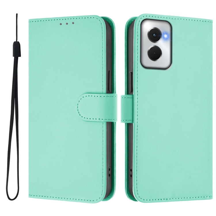 For Motorola Moto G Power 5G 2024 Skin Feel Solid Color Leather Phone Case with Lanyard(Mint Green) - Motorola Cases by buy2fix | Online Shopping UK | buy2fix