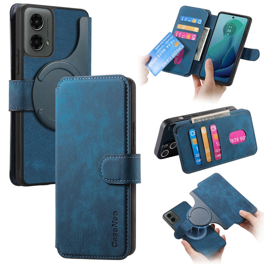 For Motorola Moto G 5G 2024 CaseNeo MagSafe RFID Anti-theft Retro Leather Phone Case(Blue) - Motorola Cases by CaseNeo | Online Shopping UK | buy2fix