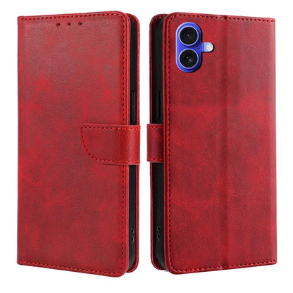 For iPhone 16 Calf Texture Buckle Flip Leather Phone Case(Red) - iPhone 16 Cases by buy2fix | Online Shopping UK | buy2fix