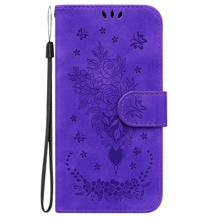 For Samsung Galaxy S25 Ultra 5G Butterfly Rose Embossed Leather Phone Case(Purple) - Galaxy S25 Ultra 5G Cases by buy2fix | Online Shopping UK | buy2fix