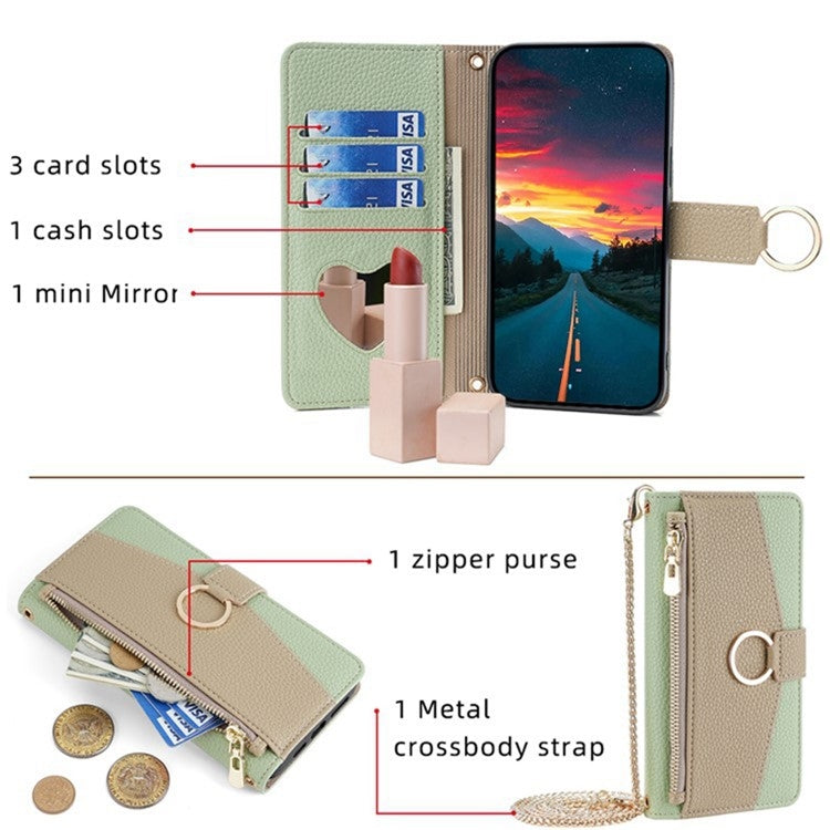 For iPhone 16 Crossbody Litchi Texture Leather Phone Case(Green) - iPhone 16 Cases by buy2fix | Online Shopping UK | buy2fix