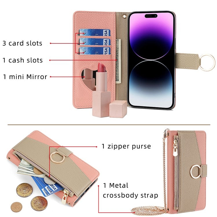 For iPhone 16 Plus Crossbody Litchi Texture Leather Phone Case(Pink) - iPhone 16 Plus Cases by buy2fix | Online Shopping UK | buy2fix