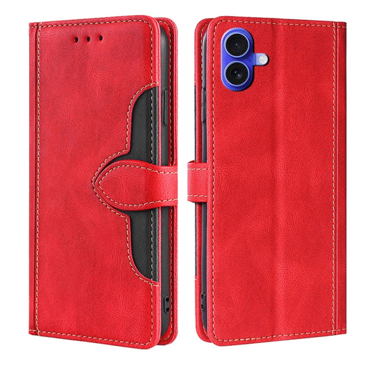 For iPhone 16 Skin Feel Magnetic Buckle Leather Phone Case(Red) - iPhone 16 Cases by buy2fix | Online Shopping UK | buy2fix